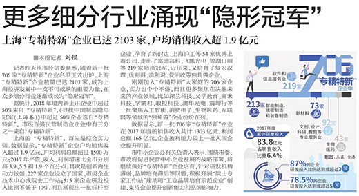 權(quán)威官媒《解放日報》點贊上海滬工：優(yōu)秀上市公司，上海“專精特新”標桿型企業(yè)